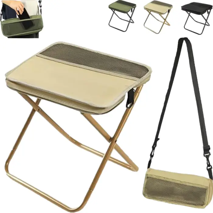 Chaise pliable avec sac bandoulière, siège facile à transporter pour la pêche, la randonnée, le camping, le pique-nique, les voyages et les activités quotidiennes en extérieur