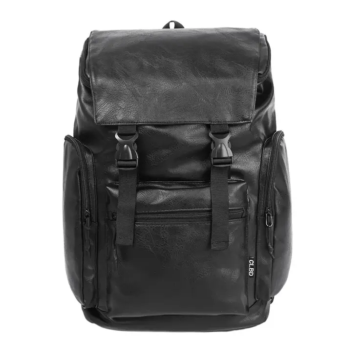 Cool à la mode couleur unie hommes sac à dos décontracté grande capacité multi-poches sac à dos personnalité polyvalent en cuir sac à bandoulière