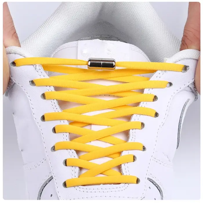 1 paire de lacets de chaussures élastiques demi-cercle sans cravate pour enfants et adultes baskets lacet rapide paresseux lacets de verrouillage en métal corde de chaussure