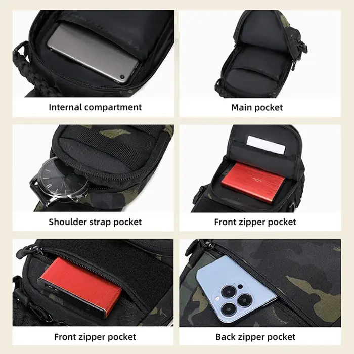 Sac de poitrine de Camping sac à dos tactique pour hommes sport épaule randonnée en plein air escalade cyclisme pêche MOLLE Sling EDC Fanny Pack