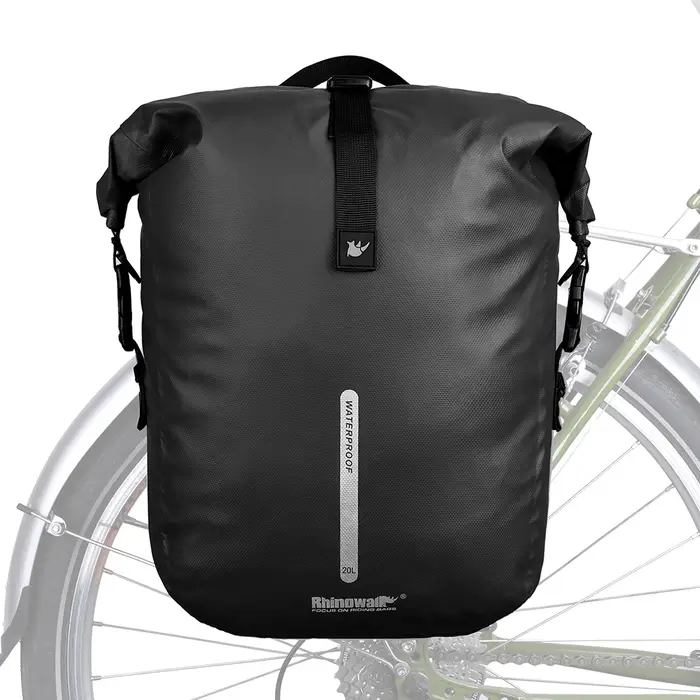 Sacoche de vélo Rhinowalk 20L, imperméable, pour porte-bagages arrière, noire, sac de voyage pour cy