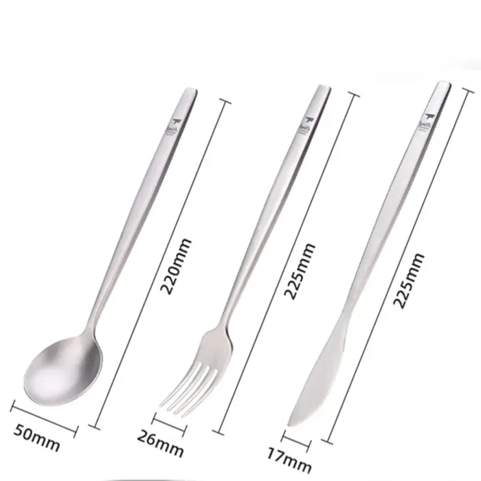 Ensemble de Couverts de Voyage en Titane, Portable, Cuillère, Fourchette, Couteau, Steak, Couverts O