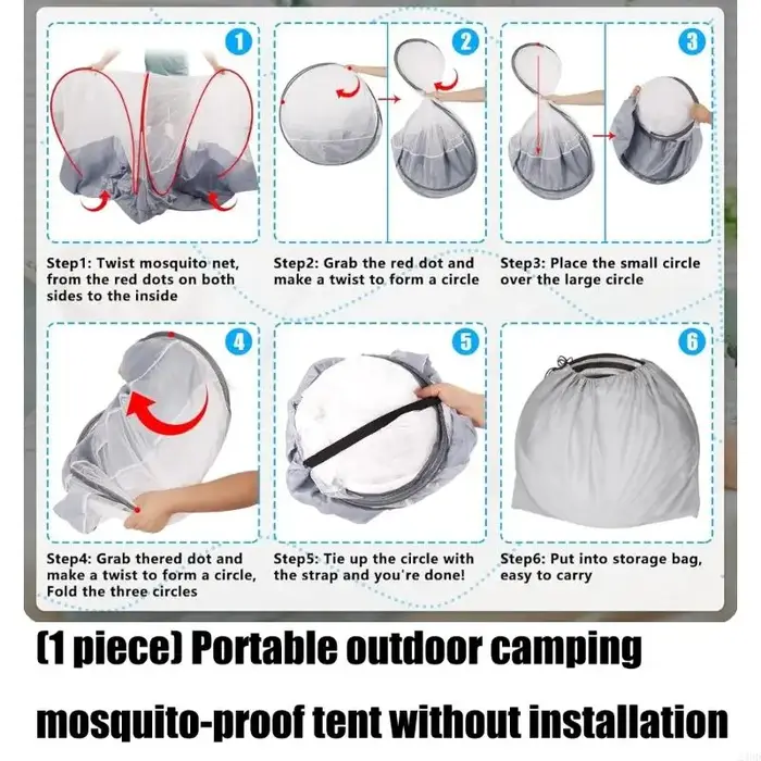 Tente Camping en plein air légère en maille anti-moustiques