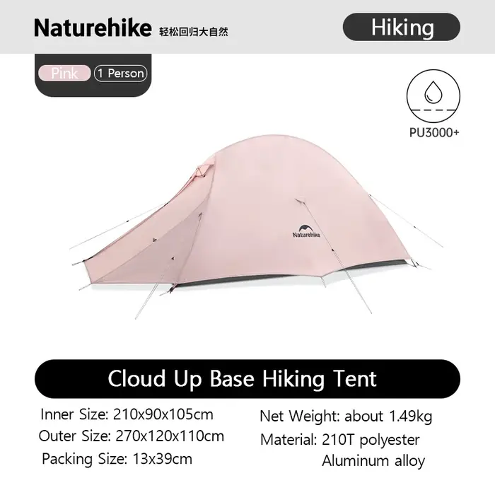 Tente de randonnée Naturehike 2026, nouvelle tente imperméable avec grand foyer, rose, pour 1 à 2 pe