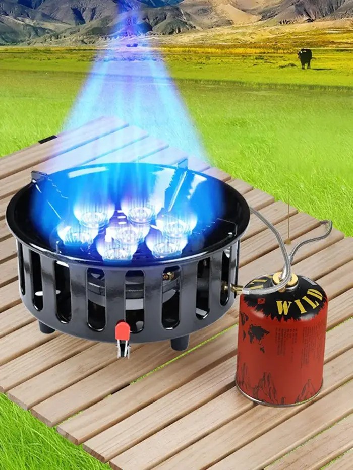 Réchaud de Camping à 7 cœurs, 19800W, haute puissance, feu fort, brûleur à gaz touristique Portable,