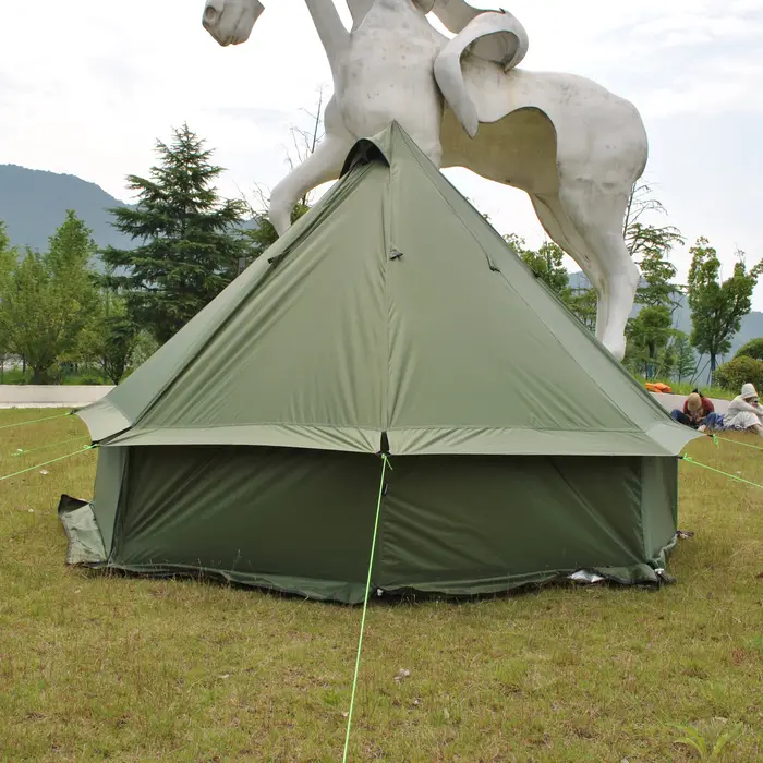 Tente de camping 4 personnes - Tente de glamping spacieuse et respirante résistante à l'eau - Tente de luxe en forme de cloche pour poêle extérieur