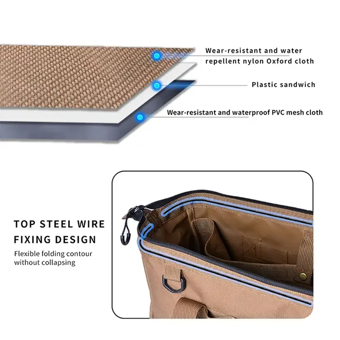 Sac de rangement pour outils de camping, trousse à outils grande capacité, peut être accroché avec une mousquetelle, avec anse de suspension, cinq couleurs au choix