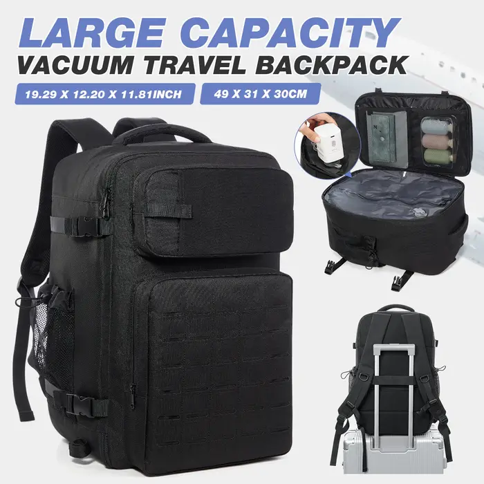 Sac à dos de randonnée à compression sous vide pour homme, sac à dos sous vide avec pompe, bagage à 