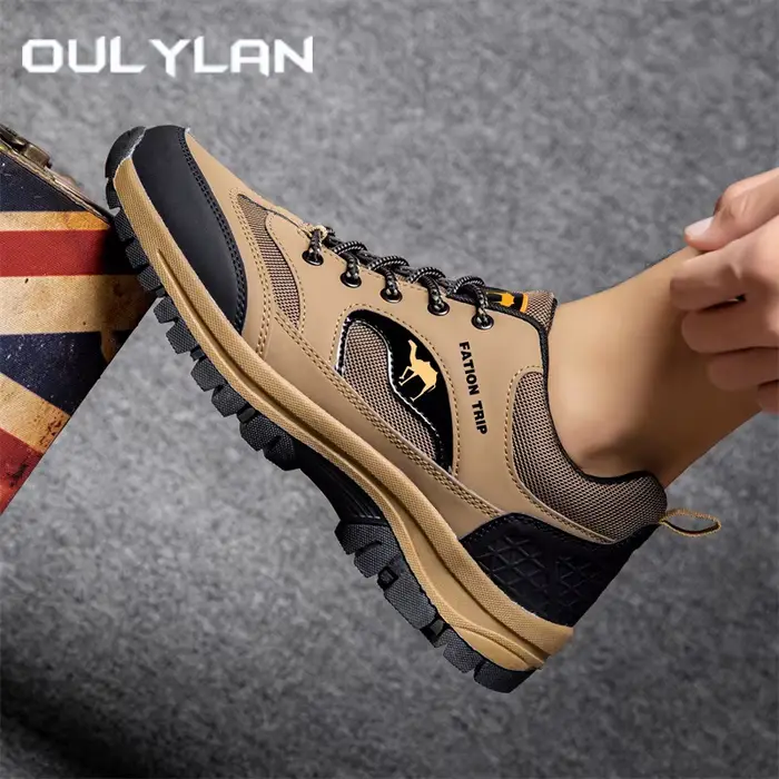 Oulylan Sports de plein air chaussures d'escalade pour hommes résistant à l'usure à lacets baskets mâle décontracté