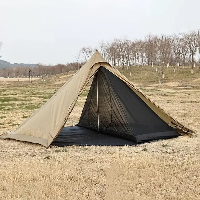 Tente de randonnée en plein air, tente double ultra légère, tente pyramide indienne avec auvent, pou