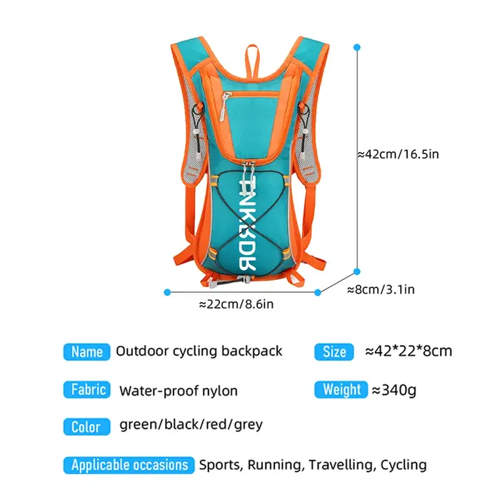 ThinkRider-Sac à dos d'hydratation léger, sac à dos de course avec vessie d'eau de 1L, sac de jour hydro-eau pour le cyclisme et la randonnée, 12L