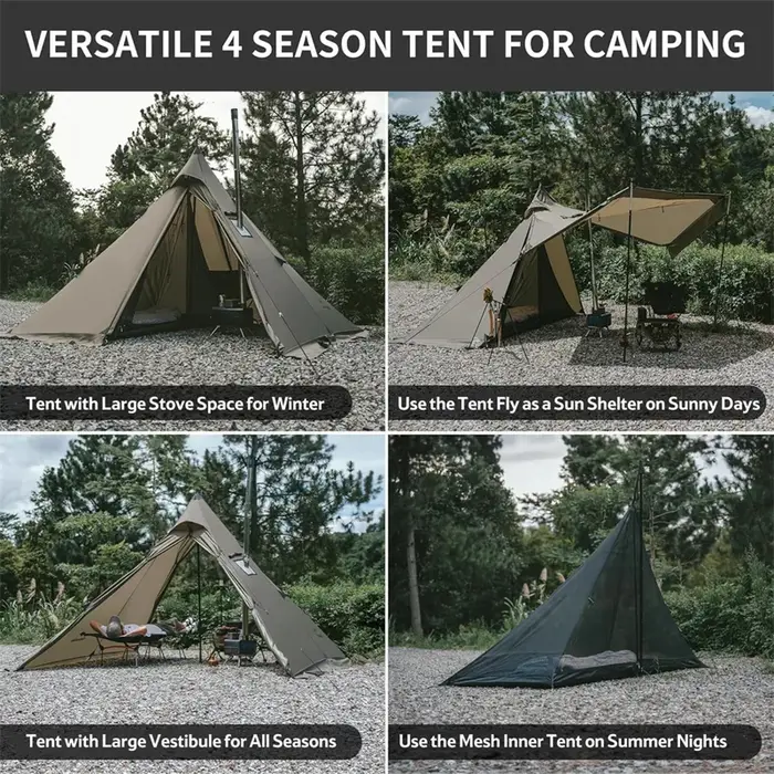 Naturehike – tente pyramide de feu Ranch avec cheminée