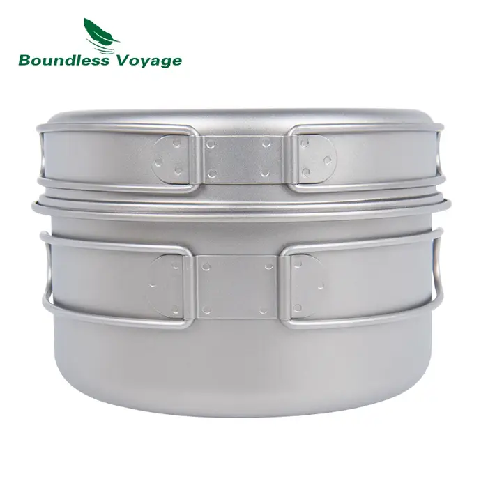 Boundless Voyage-Ensemble de casseroles en titane avec plaque pliante, bol ultraléger, camping, rand