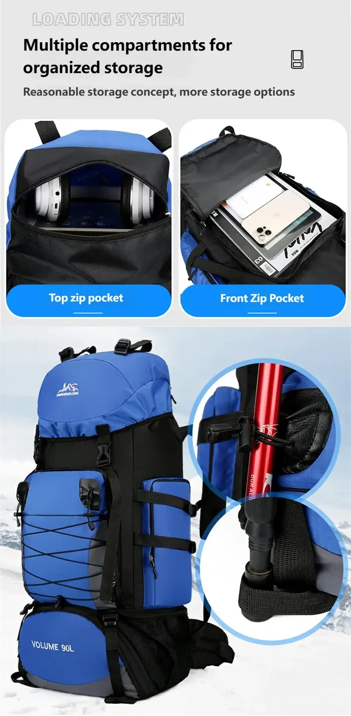 Sac à dos de randonnée imperméable Molle 90L pour l'extérieur