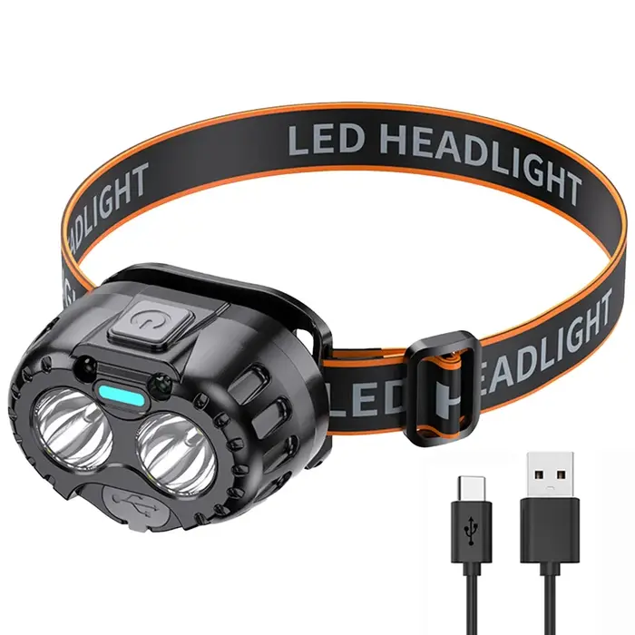Lampe frontale LED puissante IPX4 étanche lampe de poche d'urgence 250LM XPE lampe frontale LED 500m