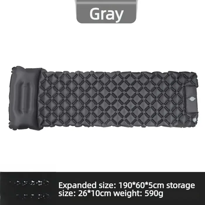 Matelas gonflable de camping extérieur avec oreillers, tapis d'air ultraléger avec pompe de gonflage