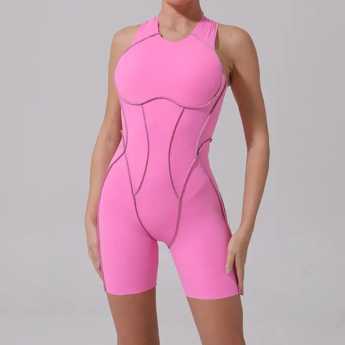 Combinaison de yoga courte pour femme, vêtements de sport, gym, fitness, batterie, danse, course à p