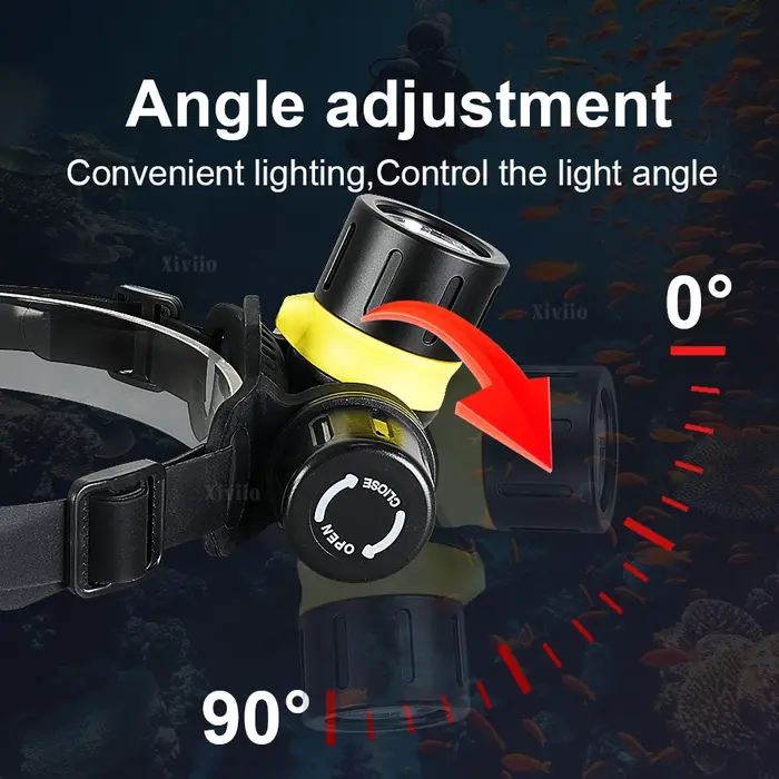 Phare de plongée Portable Rechargeable 500M sous-marin Submersible IPX8 étanche LED très brillante plongeur lampe frontale de pêche sous-marine
