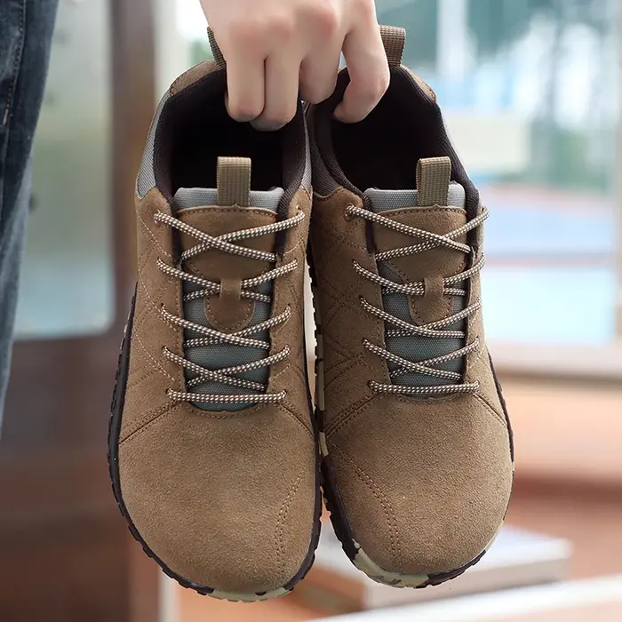 Chaussures de randonnée en daim pour hommes de grande taille à large pied, antidérapantes, en cuir, 