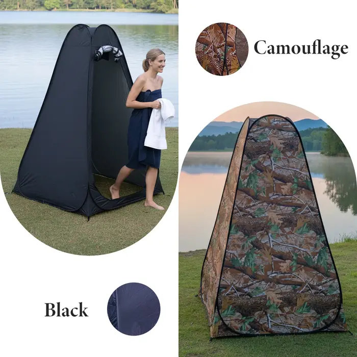 Tente de toilette portable pliable, abri spacieux et discret pour les campeurs, tente de douche pliable pour les voyages en camping-car.