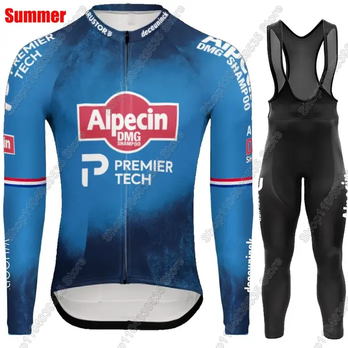 Alpecin Deceuninck 2026 Van Der Poel Maillot de cyclisme gris à manches longues ensemble été hiver c