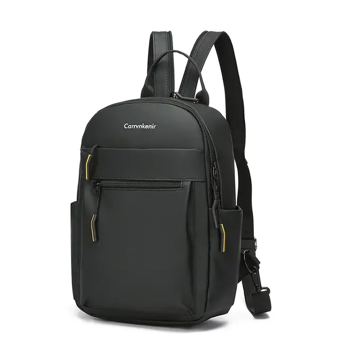 Mode mâle petit sac à dos Durable en cuir PU souple hommes sac à dos décontracté adolescent sangles zippées sac de poitrine sac à bandoulière SAC