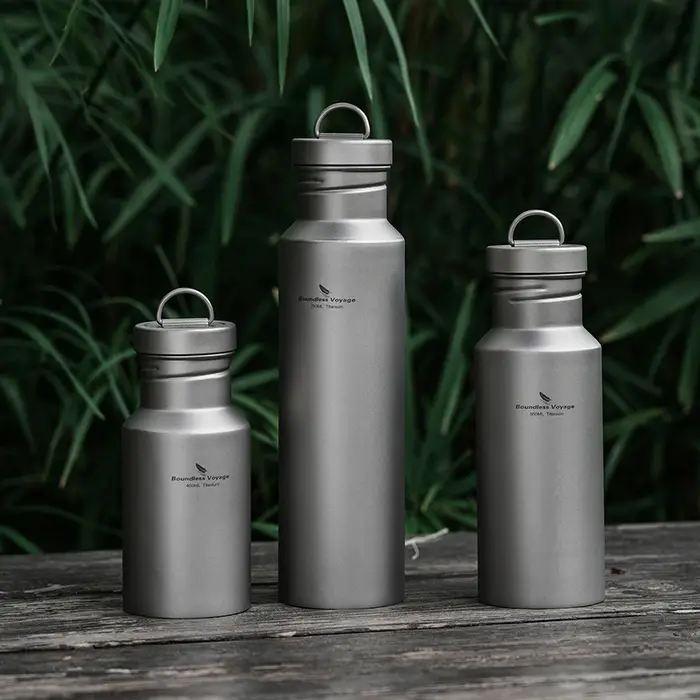 Boundless Voyage-Bouteille d'eau en titane sans revêtement, verres sains, extérieur, cyclisme, rando