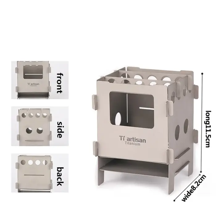 Tiartisan-Poêle à bois pliante en titane EDC, DCBurners, Ustensile de cuisine portable ultraléger, W