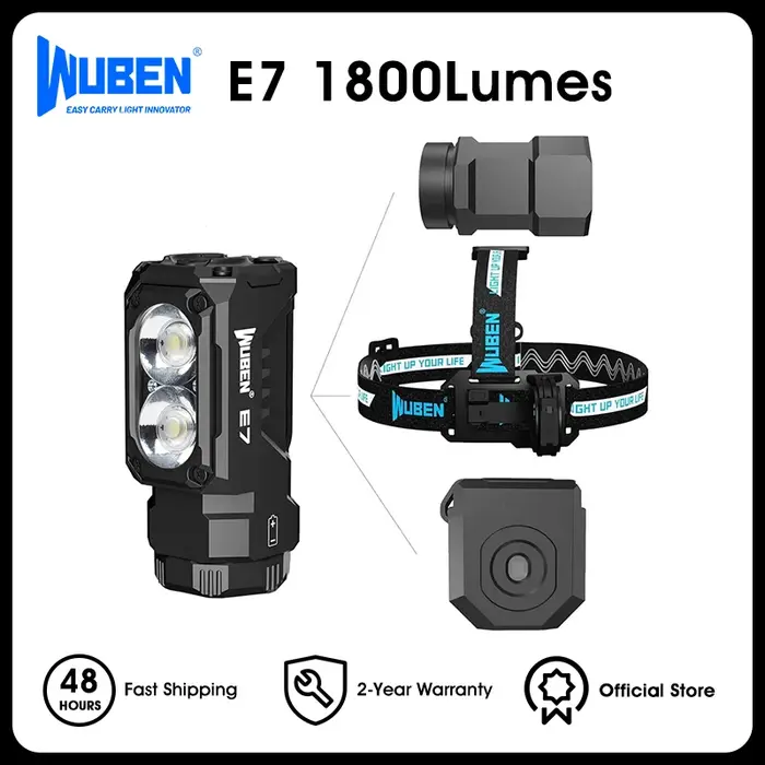 WUBEN E7 1800 Lumen Mini lampe de poche Rechargeable 6 Modes EDC lampe torche typ-c Rechargeable LED