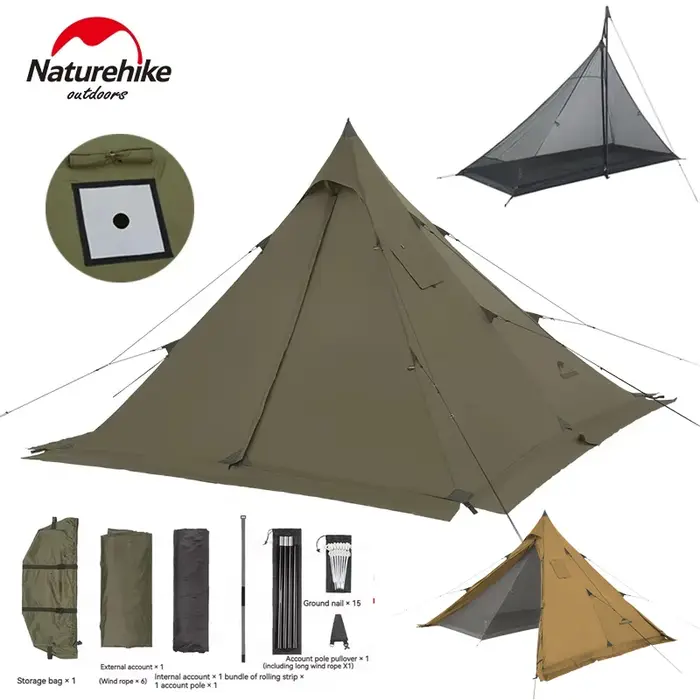Naturehike – tente pyramide de feu Ranch avec cheminée