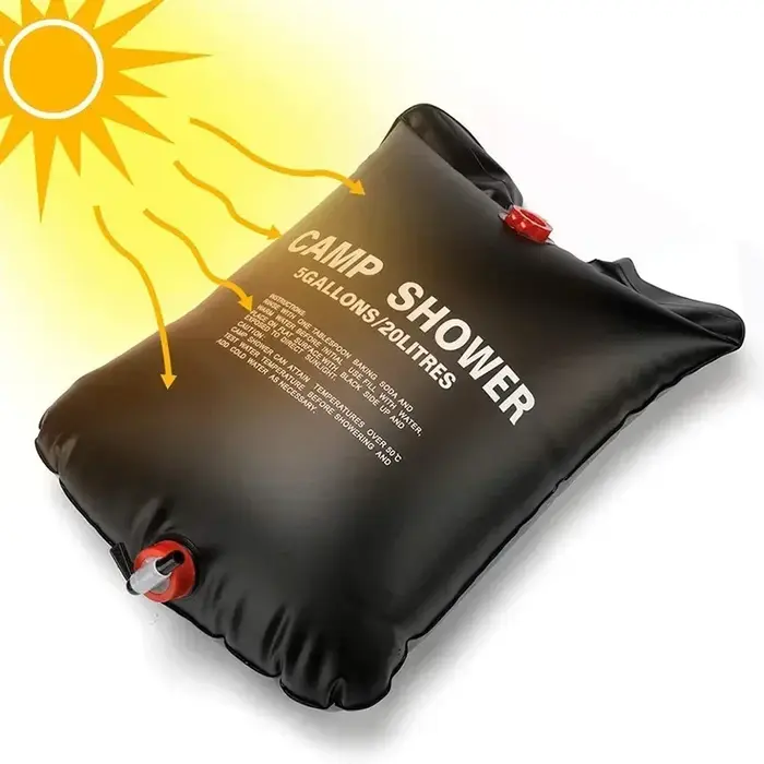 Sac de douche extérieur grande capacité 20L à chauffage solaire pour camping