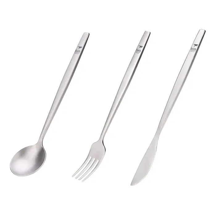 Ensemble de Couverts de Voyage en Titane, Portable, Cuillère, Fourchette, Couteau, Steak, Couverts O