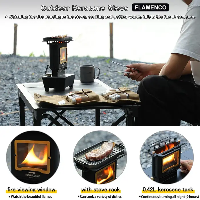 Soomloom rétro firedance huile lampe poêle multi-usages en plein air Portable Camping lanterne émotion lumières brûleur