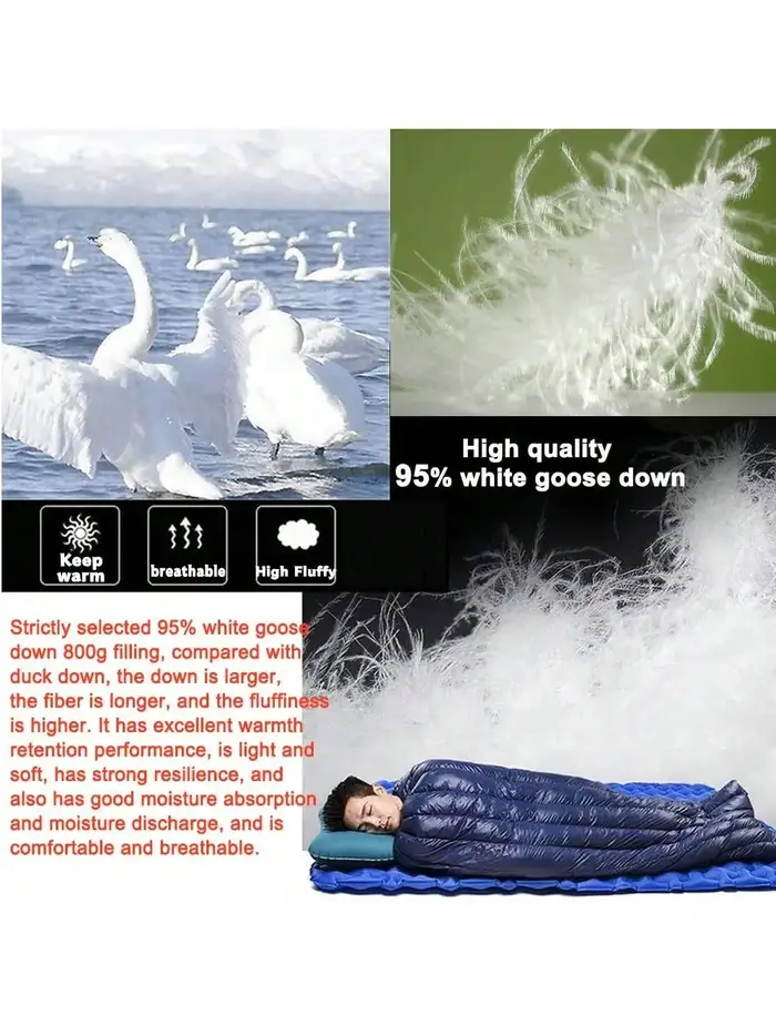 Camping en plein air, sac de couchage en duvet