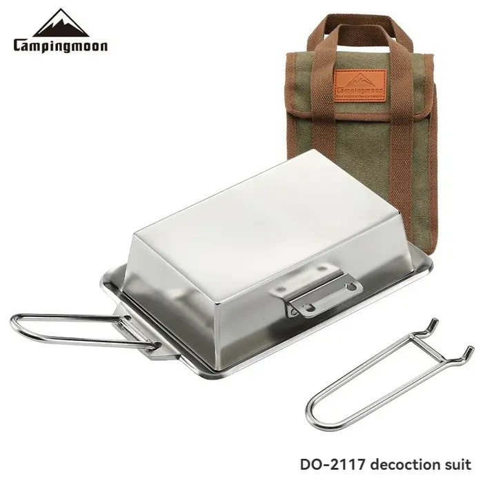 CAMPINGMOON Ustensiles de cuisine de pique-nique de camping en acier inoxydable épais portables avec poignée approfondie