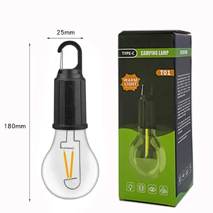 Ampoules LED rechargeables par USB pour l'extérieur, lumière d'urgence à haute luminosité, lanterne 