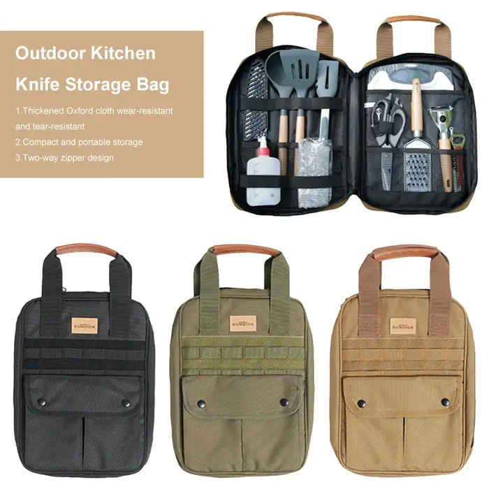 Sac de rangement pour ustensiles de cuisine de camping avec poignée