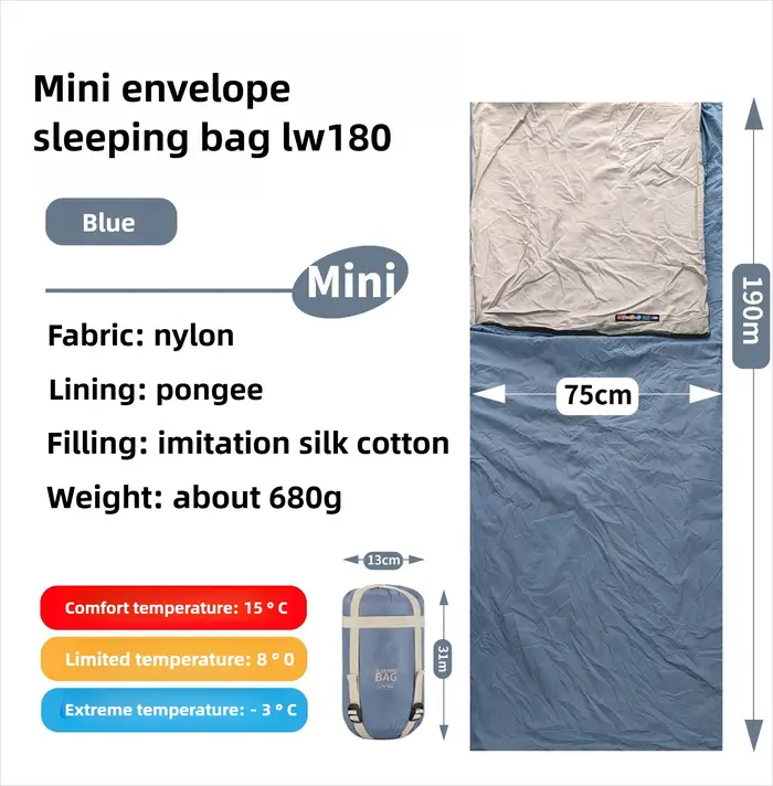 Mini sac de couchage adulte voyage alpinisme Camping en plein air vers le bas coton sac de couchage