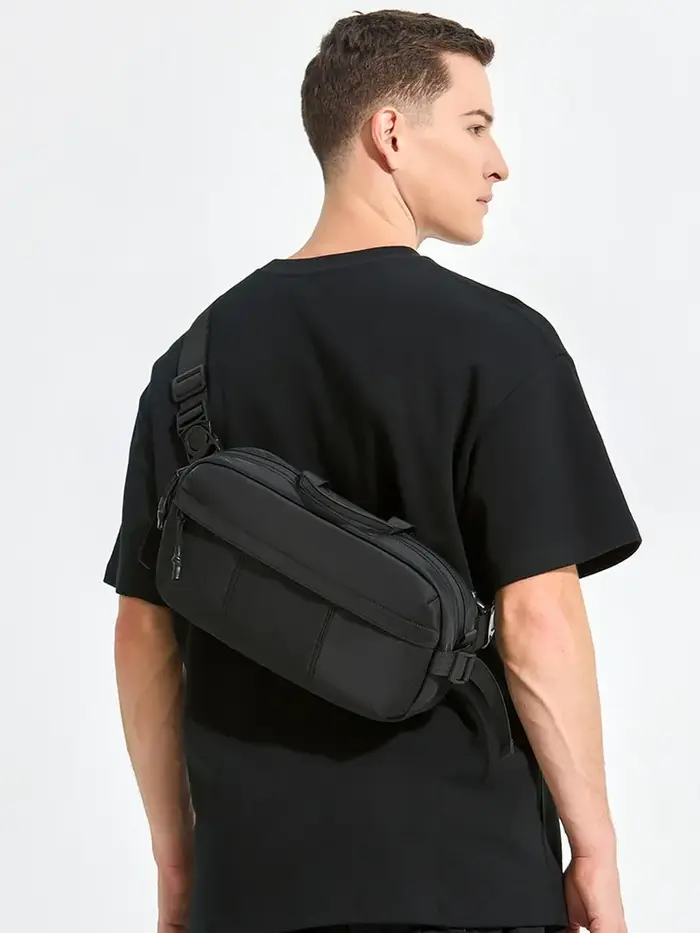 Sac à bandoulière noir, conçu pour les adultes, adapté aux trajets quotidiens, aux courtes promenades en plein air et aux sorties de shopping décontractées