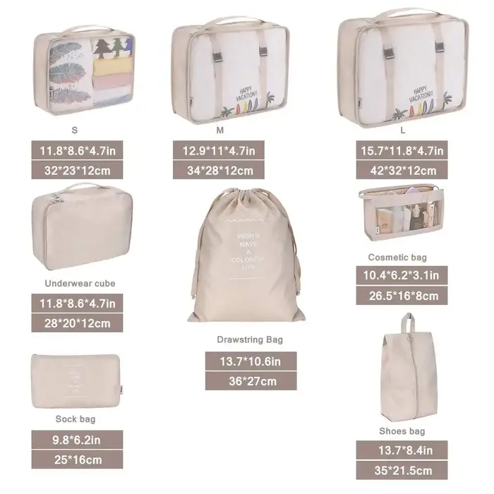 Organisateur de voyage pliant, 7 pièces, sacs de rangement, Cube de garde-robe, valise, ensemble d'e