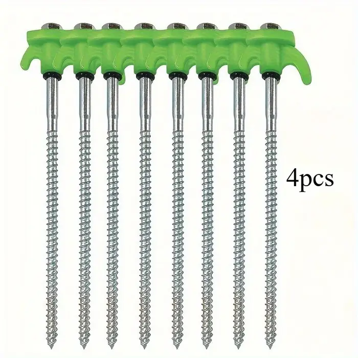 Piquets de tente hexagonaux filetés - Poignée en plastique rouge et vis en métal - Accessoires de ca