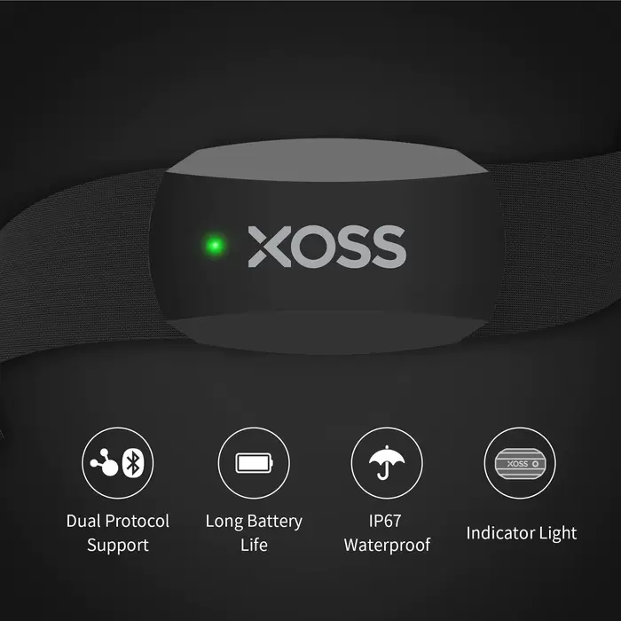 XOSS X2-Sangle de poitrine avec moniteur de fréquence cardiaque, capteur de fitness intelligent sans