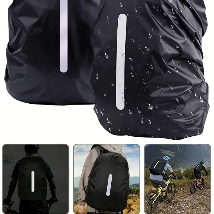 Sac à dos pliable noir 20-70L avec bande réfléchissante