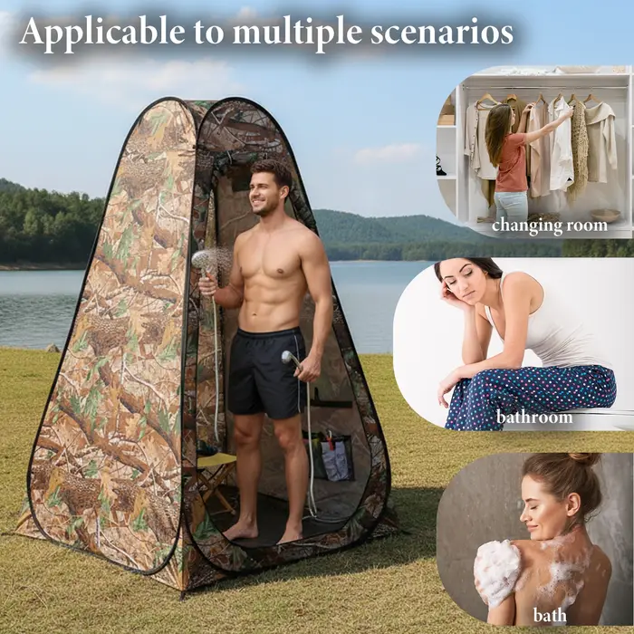 Tente de toilette portable pliable, abri spacieux et discret pour les campeurs, tente de douche pliable pour les voyages en camping-car.