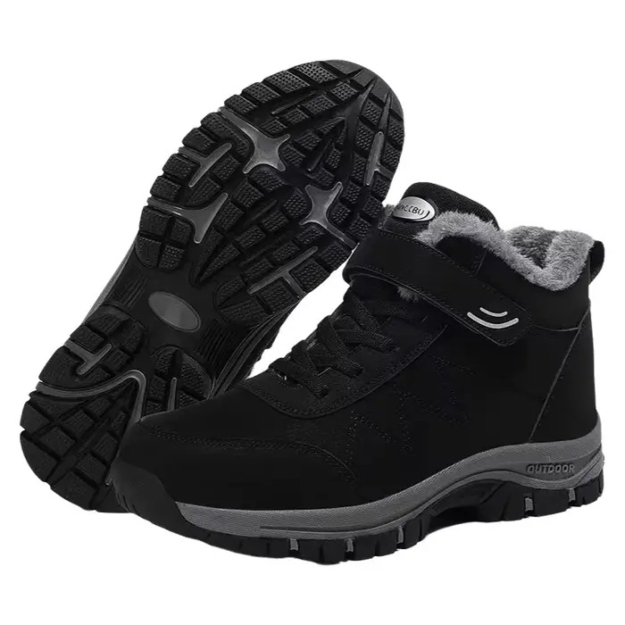 Bottes de neige épaisses doublées polaire pour hommes, chaussures d'hiver antidérapantes à semelle souple pour la montagne, chaussures en coton style papa, rétro artistique