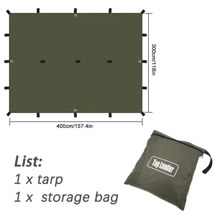 Bâche de survie imperméable à 19 points de suspension