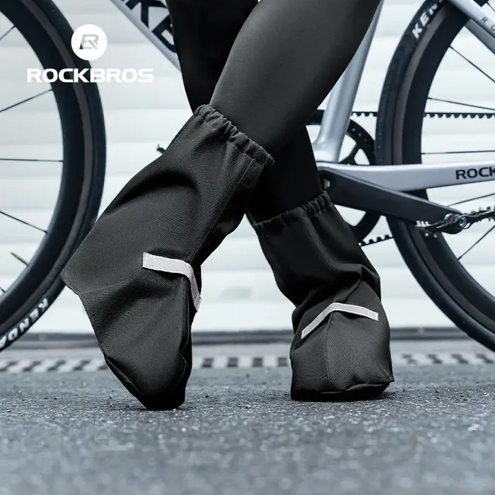 ROCKBROS couvre-chaussures cyclisme imperméable chaussures couverture 1 paire bottes de cyclisme couvre-chaussures coupe-vent équitation en plein air épais couvre-chaussures