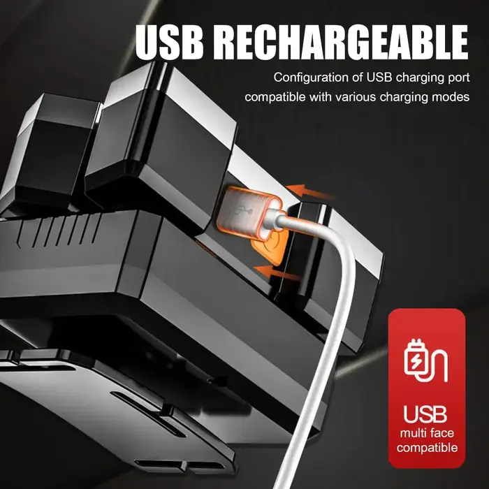 5 LED USB lampe frontale Rechargeable 18650 batterie intégrée phare Portable