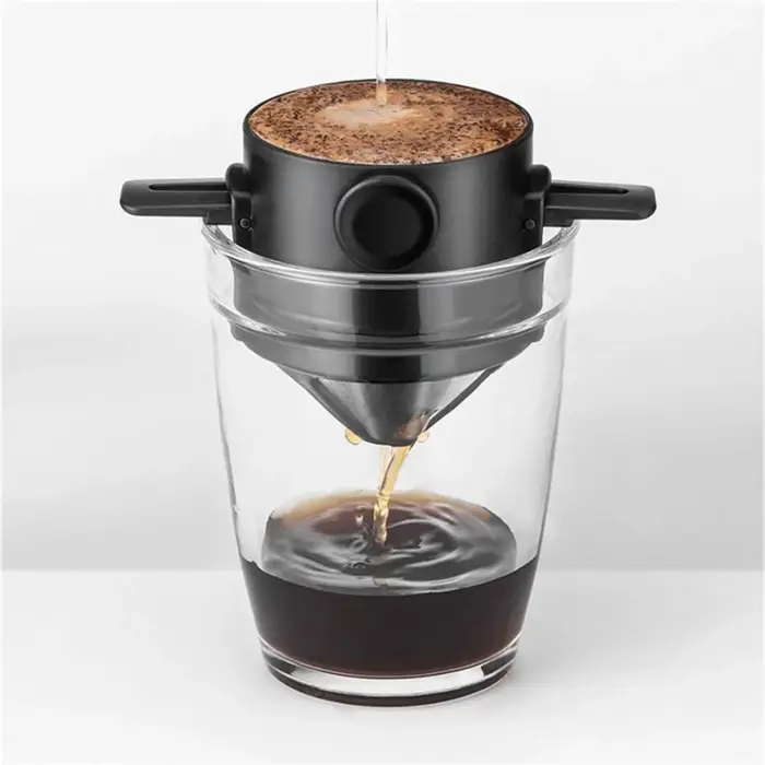 Cafetière portable pour café filtre avec tasse en acier inoxydable