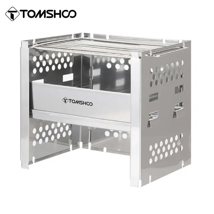 Tomshoo Camping en plein air poêle à bois W Barbecue gril Portable